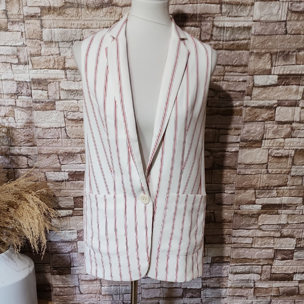 Express Striped Sleeveless Blazer Vest